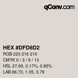 Color code: HEX #DFD8D2 | qconv.com