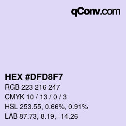 Color code: HEX #DFD8F7 | qconv.com
