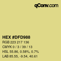 Code couleur: HEX #DFD988 | qconv.com
