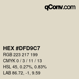 Farbcode: HEX #DFD9C7 | qconv.com