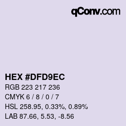 Color code: HEX #DFD9EC | qconv.com