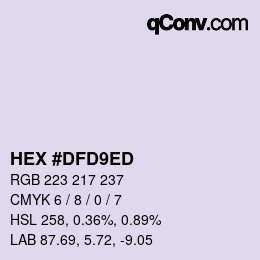 颜色代码: HEX #DFD9ED | qconv.com
