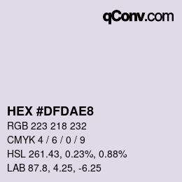 颜色代码: HEX #DFDAE8 | qconv.com