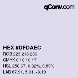 颜色代码: HEX #DFDAEC | qconv.com