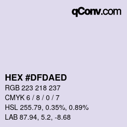 カラーコード: HEX #DFDAED | qconv.com