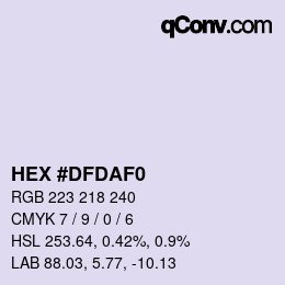 Color code: HEX #DFDAF0 | qconv.com