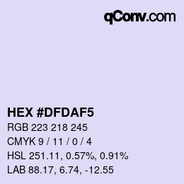 Color code: HEX #DFDAF5 | qconv.com