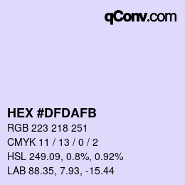 Color code: HEX #DFDAFB | qconv.com