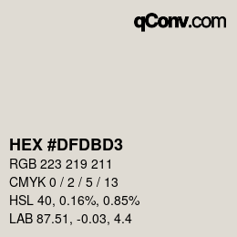 Color code: HEX #DFDBD3 | qconv.com