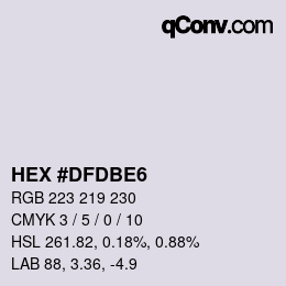 颜色代码: HEX #DFDBE6 | qconv.com