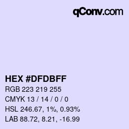 颜色代码: HEX #DFDBFF | qconv.com