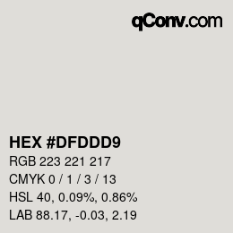 Color code: HEX #DFDDD9 | qconv.com