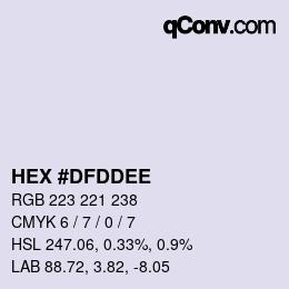 Farbcode: HEX #DFDDEE | qconv.com