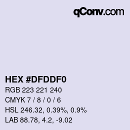 Color code: HEX #DFDDF0 | qconv.com