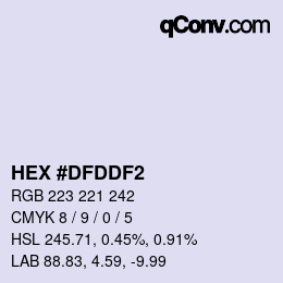 Color code: HEX #DFDDF2 | qconv.com