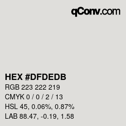 Color code: HEX #DFDEDB | qconv.com