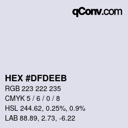 Color code: HEX #DFDEEB | qconv.com