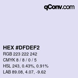 Color code: HEX #DFDEF2 | qconv.com