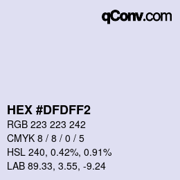 Color code: HEX #DFDFF2 | qconv.com
