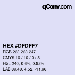 Color code: HEX #DFDFF7 | qconv.com