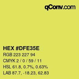 Color code: HEX #DFE35E | qconv.com
