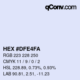 Color code: HEX #DFE4FA | qconv.com