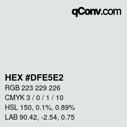 Code couleur: HEX #DFE5E2 | qconv.com