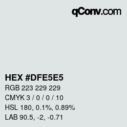 Farbcode: HEX #DFE5E5 | qconv.com