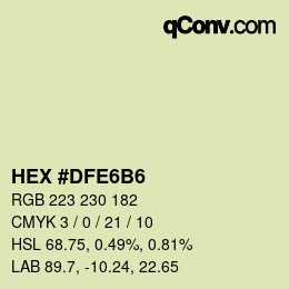 Color code: HEX #DFE6B6 | qconv.com