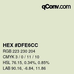 Color code: HEX #DFE6CC | qconv.com