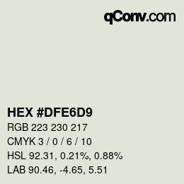 Code couleur: HEX #DFE6D9 | qconv.com