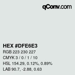 Color code: HEX #DFE6E3 | qconv.com