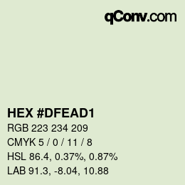 Color code: HEX #DFEAD1 | qconv.com