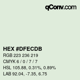 Color code: HEX #DFECDB | qconv.com