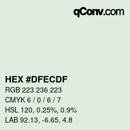 Color code: HEX #DFECDF | qconv.com