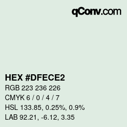 Farbcode: HEX #DFECE2 | qconv.com