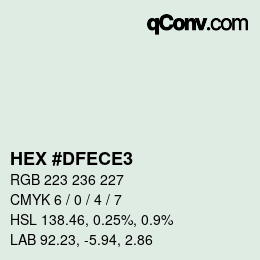 カラーコード: HEX #DFECE3 | qconv.com