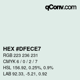 Color code: HEX #DFECE7 | qconv.com