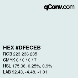 Color code: HEX #DFECEB | qconv.com