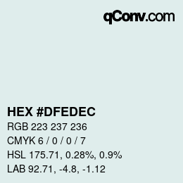 Color code: HEX #DFEDEC | qconv.com