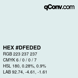 颜色代码: HEX #DFEDED | qconv.com