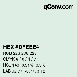 Color code: HEX #DFEEE4 | qconv.com