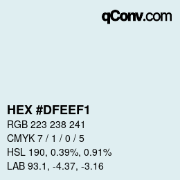 カラーコード: HEX #DFEEF1 | qconv.com