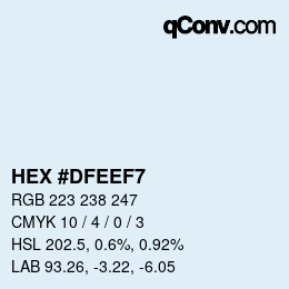 Color code: HEX #DFEEF7 | qconv.com
