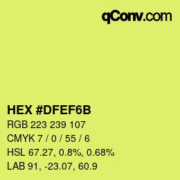 Color code: HEX #DFEF6B | qconv.com