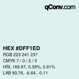 Color code: HEX #DFF1ED | qconv.com
