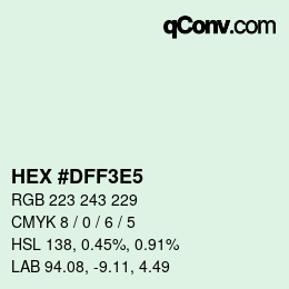 Color code: HEX #DFF3E5 | qconv.com