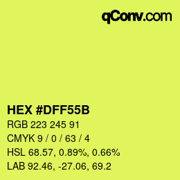 カラーコード: HEX #DFF55B | qconv.com