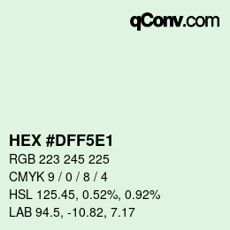 Color code: HEX #DFF5E1 | qconv.com