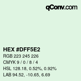 Color code: HEX #DFF5E2 | qconv.com